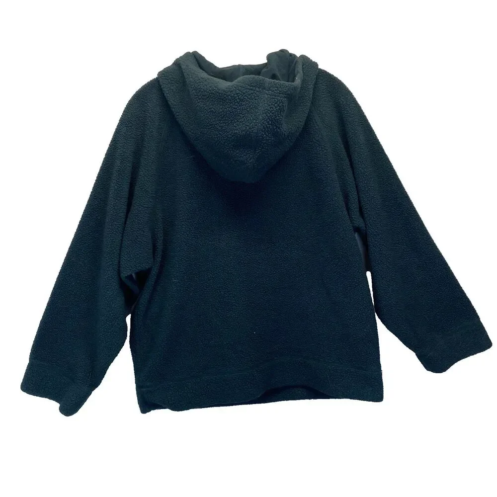 Topshop Green Fleece Sherpa Hoodie 1/4 Zip Pullover Jacket Women's US 4-6 FLAW